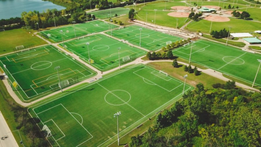 The multiple turf soccer fields and the well-maintained softball fields at Schaumburg's largest sports complex: Olympic Park. (Photo courtesy of the Schaumburg Park District)