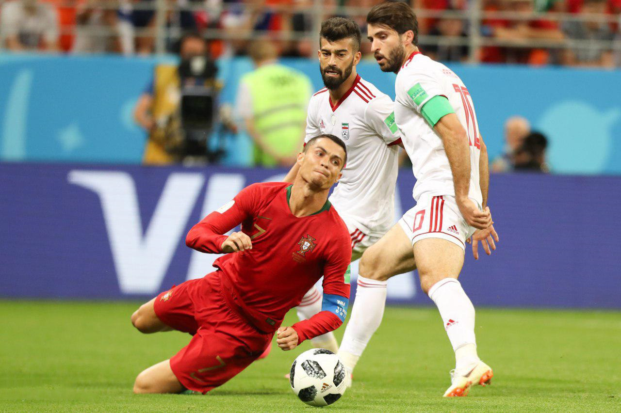 Players from Portugal and Iran compete in a FIFA World Cup match from the 2018 games in Russia. (Photo courtesy of Wikimedia Commons)
