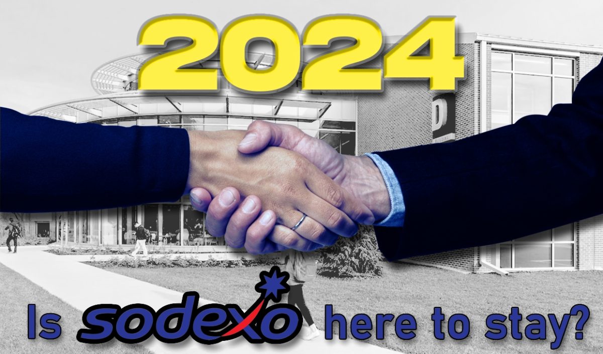 Is Harper ready to say so long to Sodexo, or are they sticking around for 2024 (and then some)? With the food service contract up for grabs for only the second time in the schools history, Harper might be on the precipice of a big change. (Graphic by Cole Altmayer)
