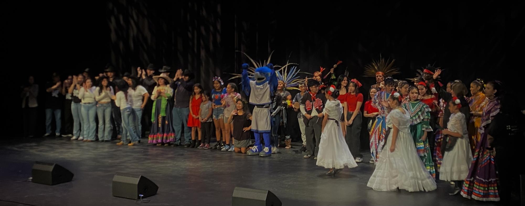 Everyone from Harper who participated in the 25th annual Sabor Latino event takes a bow on Oct. 11, 2024. (Photo by Hector Rodriguez)