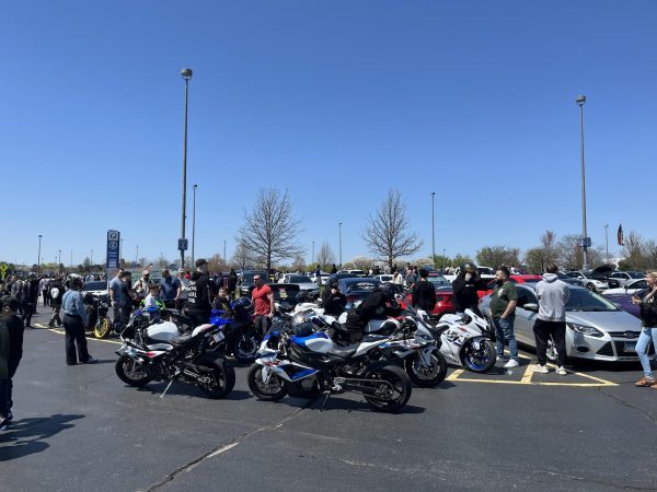 Motorcycle guys hang out together at the Spring Semester Auto Show on May 2nd, 2025. (Photo taken by Alyssa Martin)