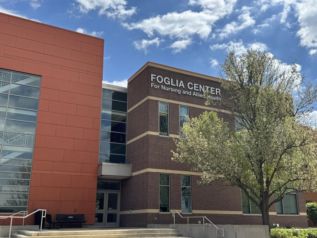 Outside the Foglia Center For Nursing and Allied Health building at Harper College on May 6, 2025 (Photo by Chelsey Villagomez)