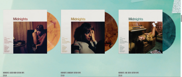 Screenshot of Taylor Swift’s official merchandise store showing versions of the same album, not including the 8 other versions.